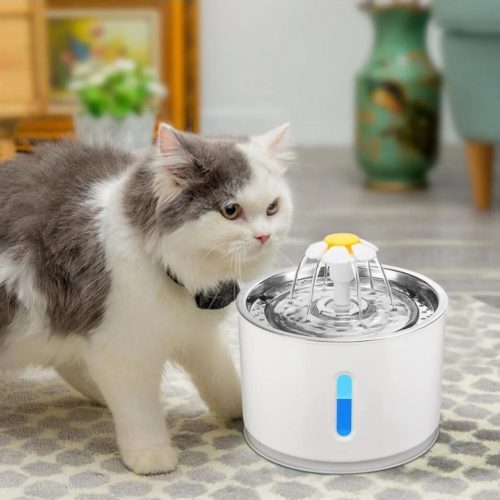 Automatic Pet Cat Water Fountain With LED Lighting USB Dogs Cats Mute Drinker Feeder Bowl